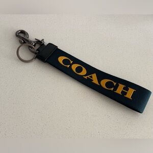 Coach canvas strap keychain bag charms blue yellow